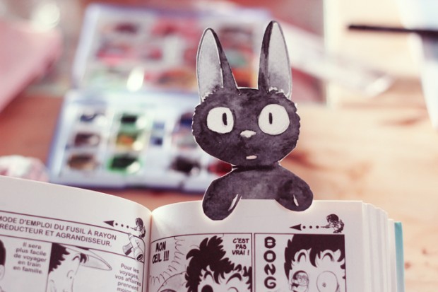 Un marque-pages Gigi le petit chat noir à télécharger
