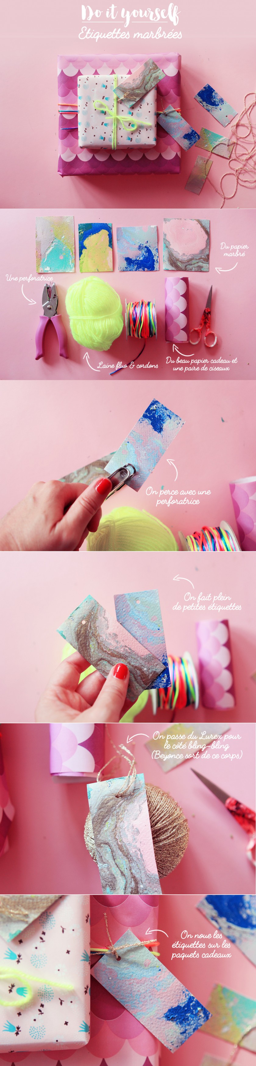 papier cadeau marbre pastel do it yourselft