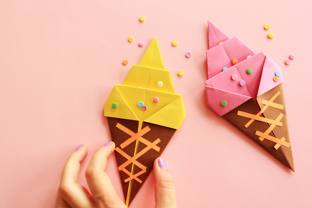 DIY origami :  la glace bi-goût yummy !